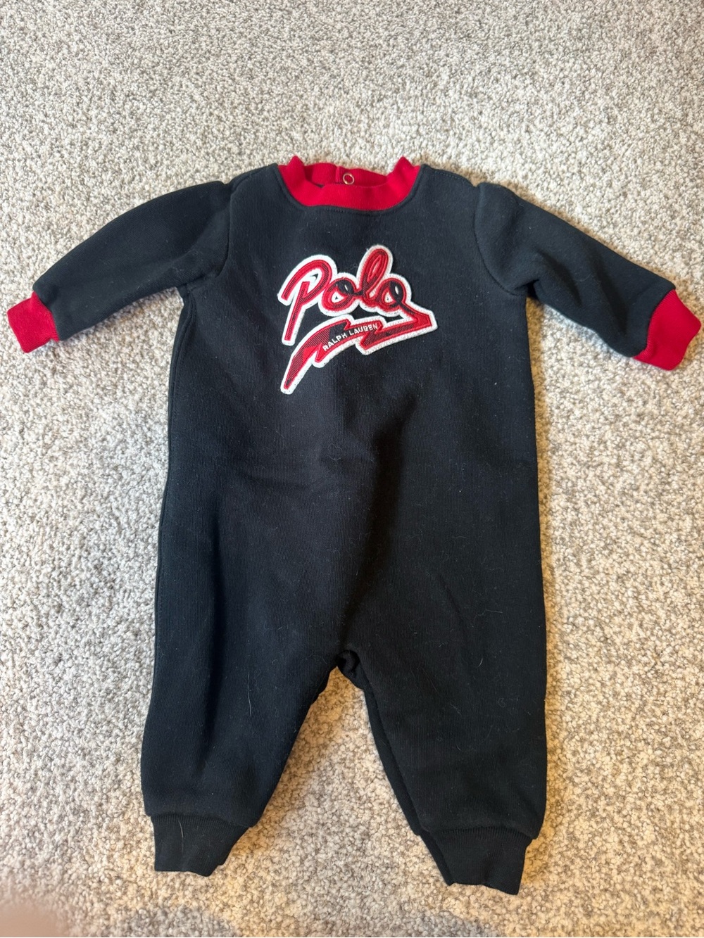 Ralph Lauren Black One-Piece with Red Polo Script